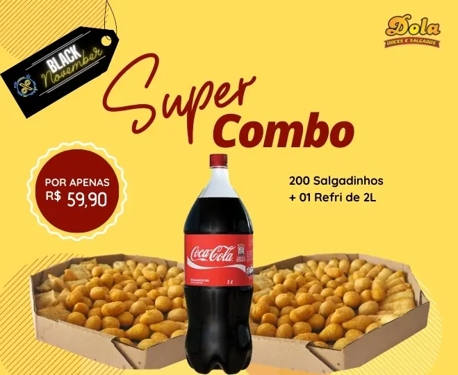 COMBO DE SALGADOS COMPRE 2 E GANHE UMA COCA-COLA 2L