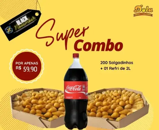 COMBO DE SALGADOS COMPRE 2 E GANHE UMA COCA-COLA 2L